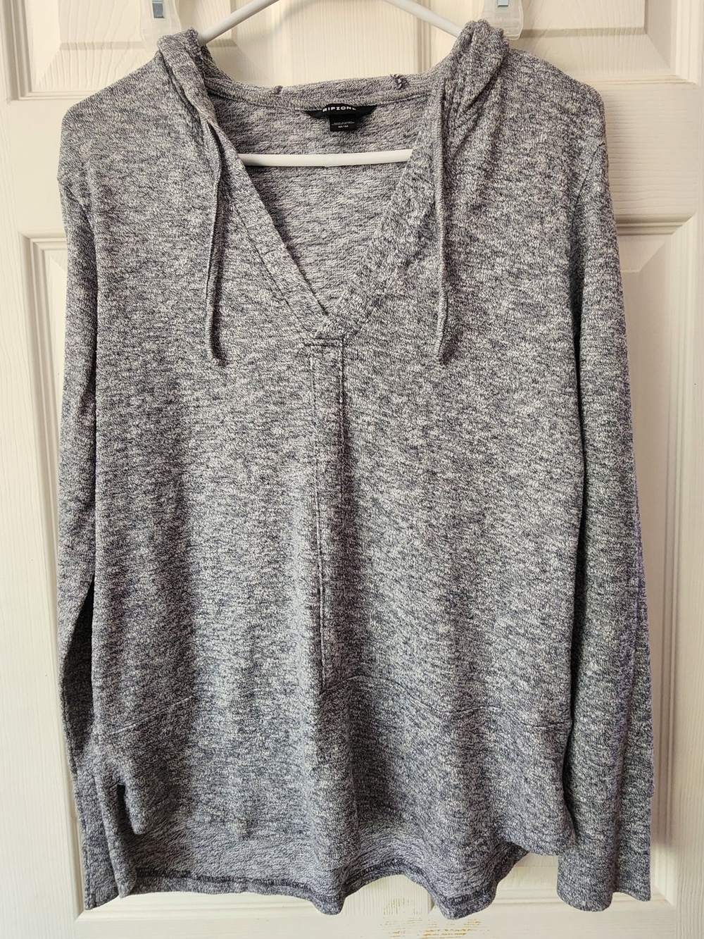 Heather Blue/White Heathered Hooded Knit Pullover